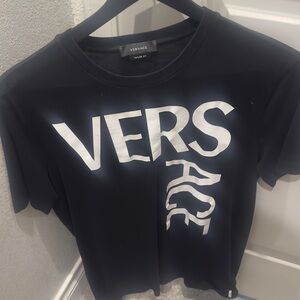 Versace Black Tee with White Graphic